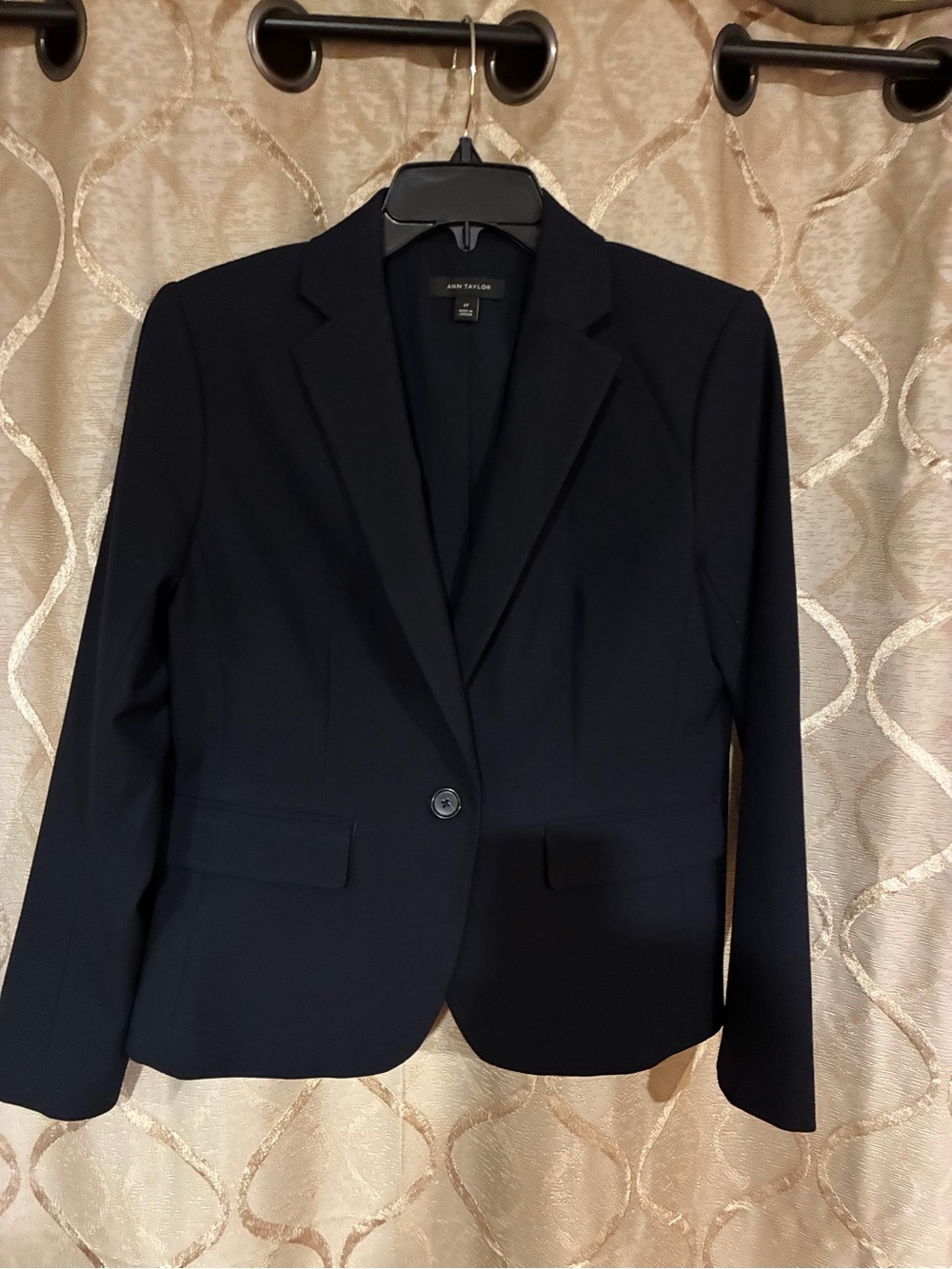 Ann Taylor Dark Navy Single-Button Tailored Blazer